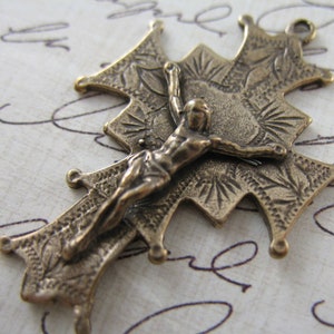 Solid Bronze Crucifix Vintage Inspired Rosary Parts Religious Charms Catholic Pendants Religious Jewelry Rosary Making Supplies