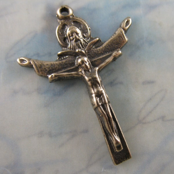 Ascension Crucifix Christ has Risen Solid Bronze Rosary Supplies Religious Charms Catholic Pendants Religious Jewelry Rosary Parts