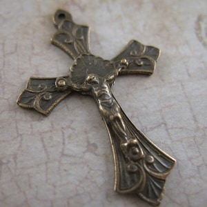 Solid Bronze Crucifix Rosary Parts Religious Charms Catholic Pendants Bronze Rosary Making Supplies Religious Jewelry