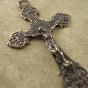 Solid Bronze Crucifix Rosary Parts Religious Charms Pendants Catholic Jewelry Rosary Making Supplies Religious Jewelry