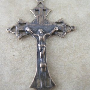 Solid Bronze Crucifix Victorian Style Reproduction Rosary Parts Religious Charms Catholic Pendants Findings