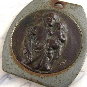 Vintage Saint Joseph Medal Catholic Pendants Religious Jewelry Large Religious Medal Religious Pendants