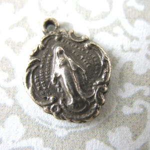 Tiny Miraculous Medal Charm White Bronze Religious Charms Catholic Pendants Rosary Parts Religious Jewelry Rosary Parts