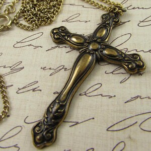 Vintage Gold Cross Necklace Religious Jewelry Cross Pendant Gold Pendant Necklace Christian Jewelry