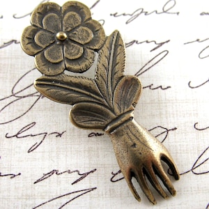 Solid Bronze Victorian Style Hand Pendant Milagro Charms Love and Friendship Jewelry Making Findings Bronze Pendants