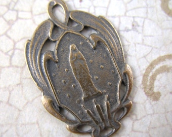 Religious Medal Mary with Stars Solid Bronze Religious Charms Catholic Pendants Rosary Parts Religious Jewelry Catholic Charms