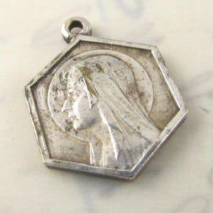 French Vintage Lourdes Religious Medal Religious Charms Catholic Jewelry Saint Bernadette Catholic Medals