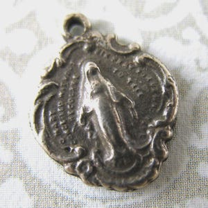 Tiny 5/8" Miraculous Medal Charm White Bronze Religious Charms Catholic Pendants Rosary Parts Religious Jewelry Rosary Parts