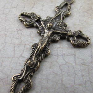 Solid Bronze Crucifix Rosary Parts Religious Charms Religious Jewelry Catholic Pendants Bronze Cross Rosary Making Supplies