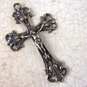 Solid Bronze Crucifix Rosary Parts Religious Charms Catholic Pendants Religious Jewelry Catholic Jewelry Rosary Supplies Bronze Rosary Parts