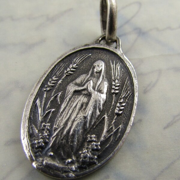 Vintage French Religious Medal Blessed Mother Catholic Charms Vintage Religious Jewlery Rosary Parts Catholic Pendants