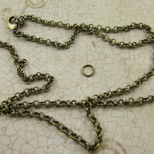 Make It into a Necklace! 24 Inch Finished Chain with Jump Ring Antique Bronze Findings Rolo Chain Bronze Findings