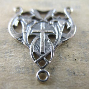 Small Sterling Silver Rosary Center Connector Religious Jewelry Rosary Parts Silver Cross Sterling Findings Catholic Rosary Making Parts