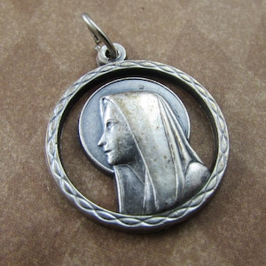 Vintage Lourdes Blessed Mother Religious Charms Pendant Catholic Charms Religious Jewelry Rosary Parts