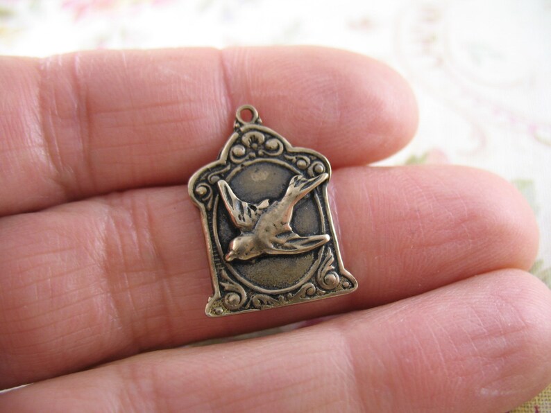 Solid Bronze Bird Holy Spirit Dove Religious Charms Pendants Etsy