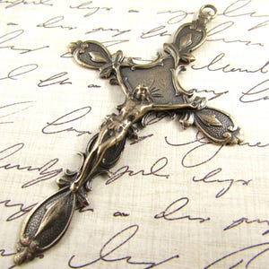 Large Solid Bronze Crucifix Catholic Jewelry Rosary Making Parts Religious Jewelry Bronze Cross Pendasnt