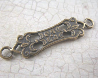 Solid Bronze Jewelry Link Vintage Style Edwardian Jewelry Supplies Rosary Parts Connectors Bronze Findings Two-Sided Jewelry Connectors