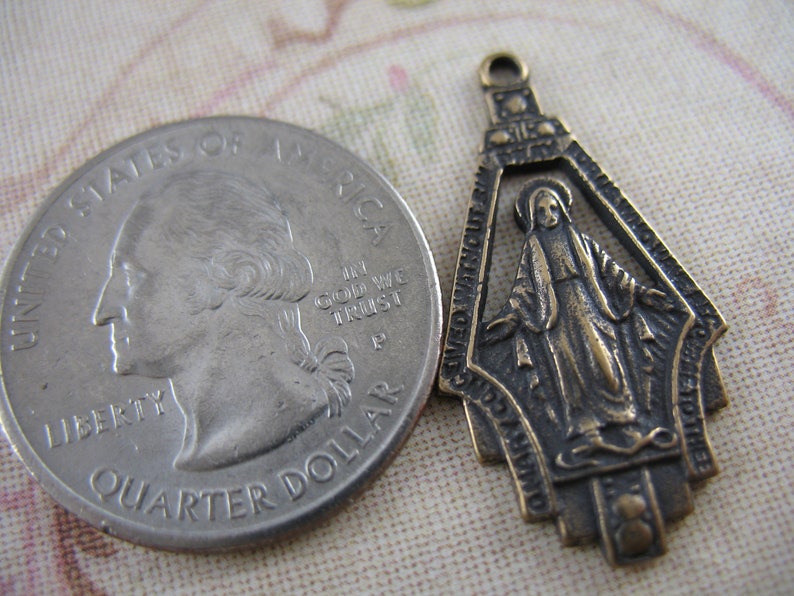 Pure Bronze Miraculous Medal Religious Pendant Rosary Parts Religious Charms Findings