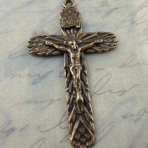 Solid Bronze Crucifix Thistle Design Bronze Rosary Parts Catholic Jewelry Religious Pendants Catholic Jewelry Religious Jewelry Findings