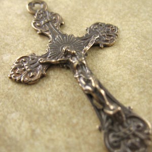 Solid Bronze Crucifix Rosary Parts Religious Charms Pendants Catholic Jewelry Rosary Making Supplies Religious Jewelry