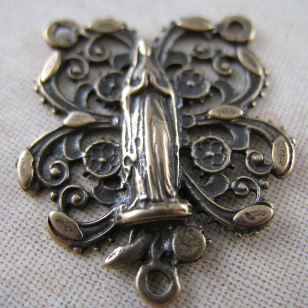 Large Rosary Center Praying Mary Bronze Rosary Supplies Jewelry Findings FS5