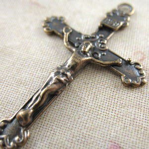 Inscribed Crucifix Solid Bronze Rosary Parts Religious Charms Pendants Catholic Jewelry Bronze Pendants Religious Jewelry