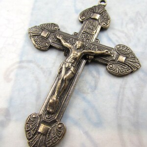 Grand crucifix élaboré en bronze massif breloques religieuses bijoux pièces de chapelet pendentifs catholiques fabrication de chapelet
