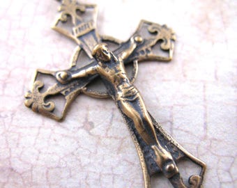 Solid Bronze Crucifix Rosary Parts Supplies Religious Jewelry Pendants Religious Charms Inspirational
