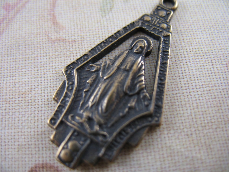 Pure Bronze Miraculous Medal Religious Pendant Rosary Parts Religious Charms Findings