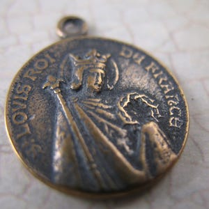 Solid Bronze Small Saint Louis King Of France Religious Medal Religious Charms Bronze Rosary Parts Catholic Medals Religious Pendants