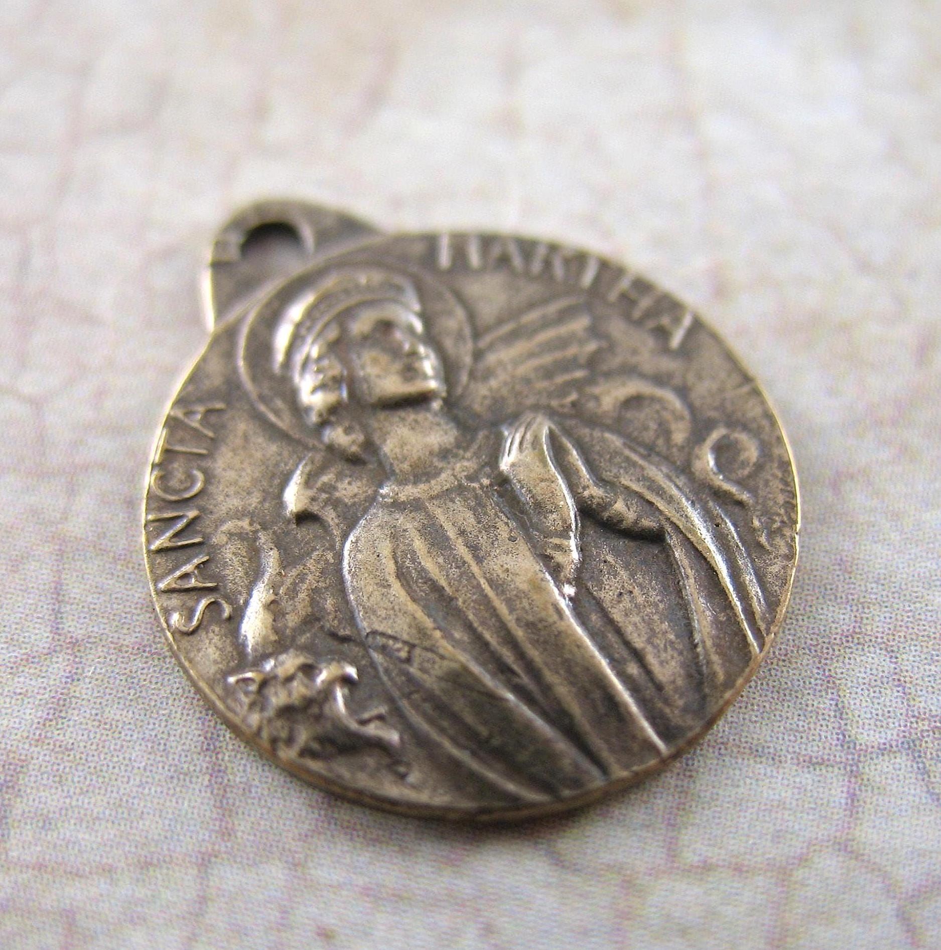 Small 5/8" Religious Charm Saint Martha and the Dragon Maria Solid ...