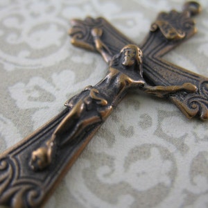 Solid Bronze Crucifix Rosary Parts Religious Charms Catholic Pendants Rosary Supplies Religious Jewelry