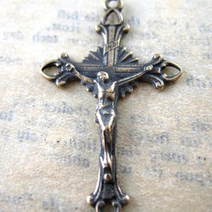 Solid Bronze Crucifix Open Ends Rosary Parts Religious Charms Catholic Pendants Religious Jewelry Bronze Rosary Parts