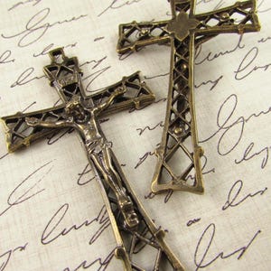 Solid Bronze Crucifix Lattice Design Rosary Parts Religious Jewelry Catholic Pendants Rosary Making Supplies