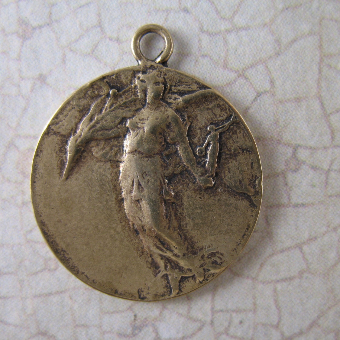 Winged Goddess Pendant Lady of Victory Bronze Charms Jewelry Stamping…