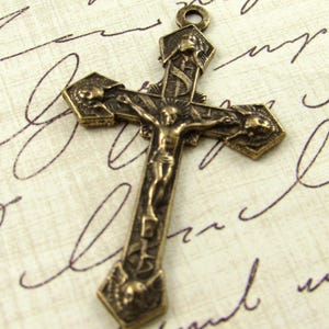 Small Crucifix Cherubs Solid Bronze Rosary Parts Catholic Religious Charms Rosary Making Supplies Christian Jewelry