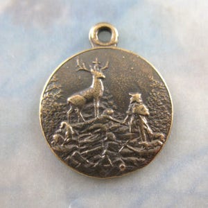 Saint Hubert Solid Bronze Medal Religious Charms Catholic Pendants Religious Jewelry Rosary Parts Bronze Findings Saint Hubert Charms