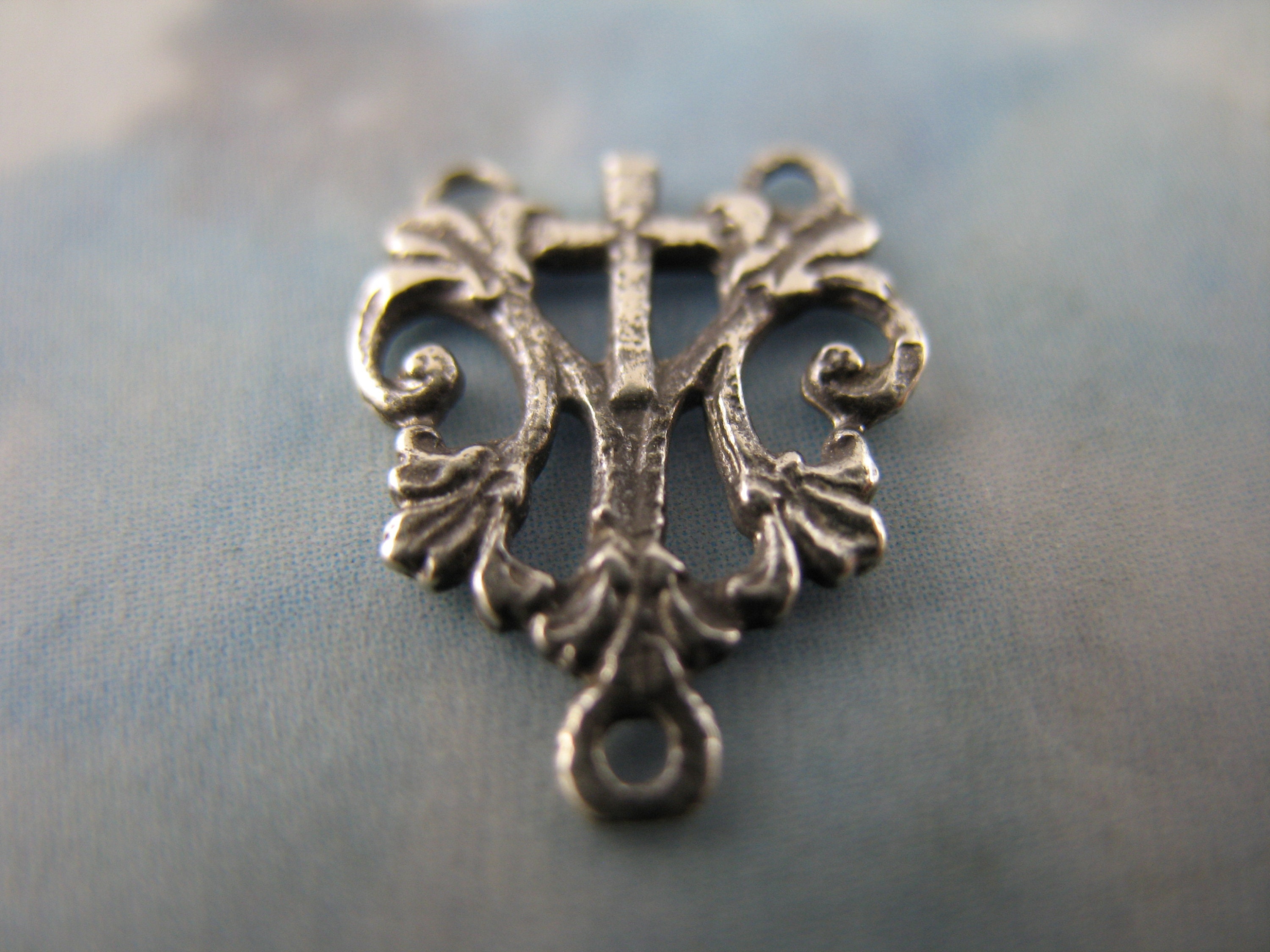 Tiny Sterling Silver French Rosary Center Connectors Vintage Inspired…