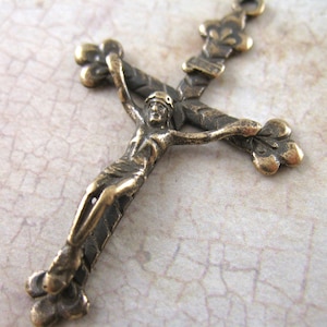 Solid Bronze Crucifix Rosary Parts Religious Charms Jewelry Rosary Supplies Catholic Pendants Religious Jewelry Bronze Rosary Parts