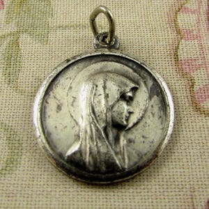 Vintage French Religious Medal Lourdes Religious Charms Catholic Medals Pendants Religious Jewelry French Rosary Parts
