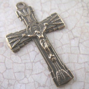 Solid Bronze French Replica Crucifix Catholic Rosary Parts Religious Charms Religious Jewelry Rosary Making Parts Faith
