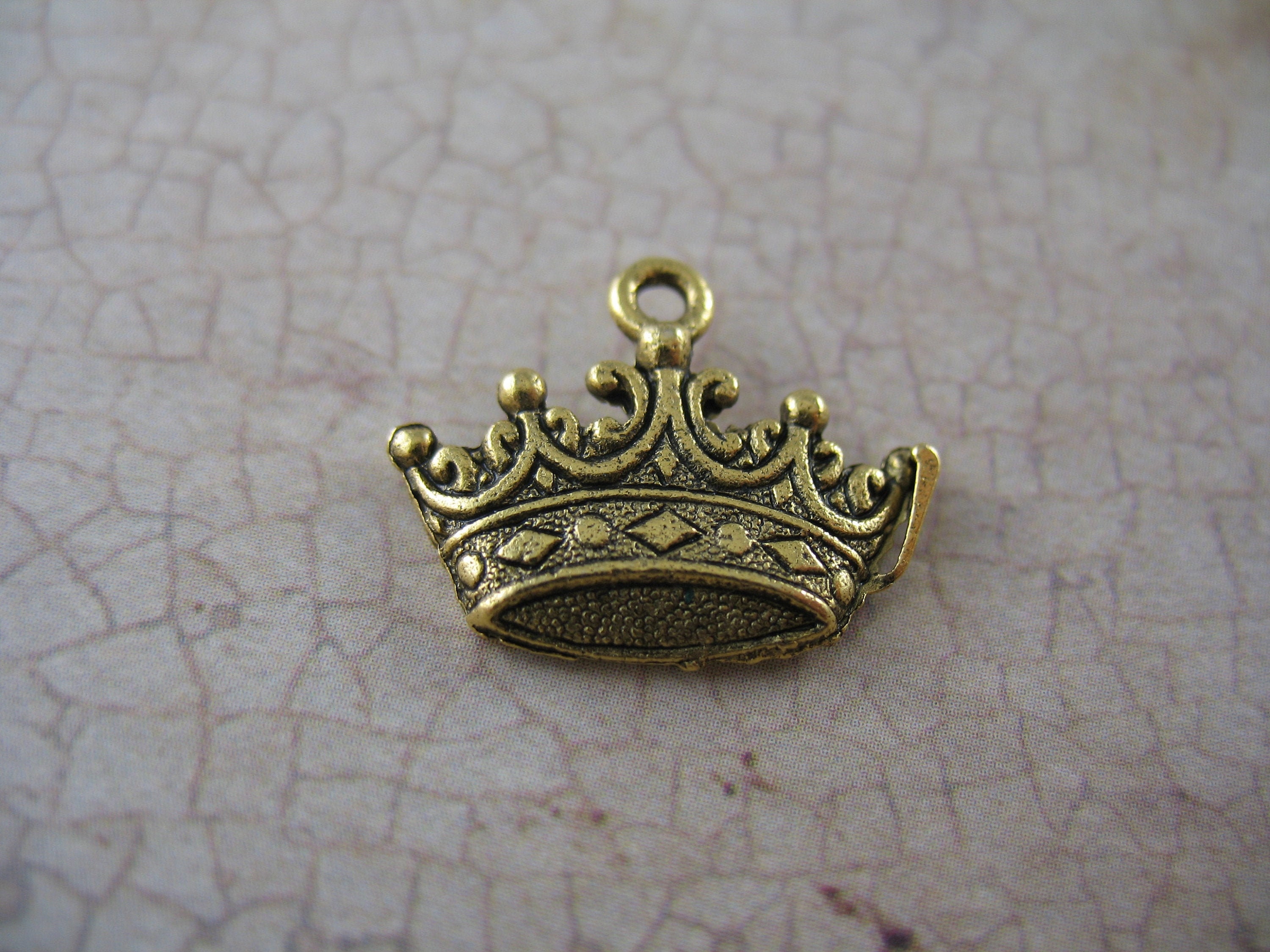 24 Karat Plated Gold Crown Charm Pendant Royal Jewelry Making Etsy