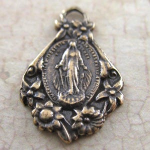 Solid Bronze Miraculous Medal Catholic Pendant Religious Charms Blessed Mother Catholic Jewelry Religious Charms Rosary Parts