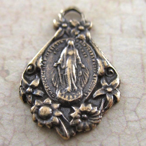 Médaille miraculeuse en bronze massif pendentif catholique breloques religieuses sainte mère catholique bijoux breloques religieuses pièces de chapelet