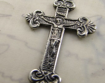 Small Sterling SIlver Christening Crucifix Rosary Parts Religious Charms Catholic Jewelry Pendants Religious Jewelry Catholic Medals