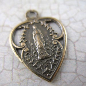 Small Lourdes Medal French Souvenir Solid Bronze Religious Charms French Religious Medals Catholic Medals Pendants