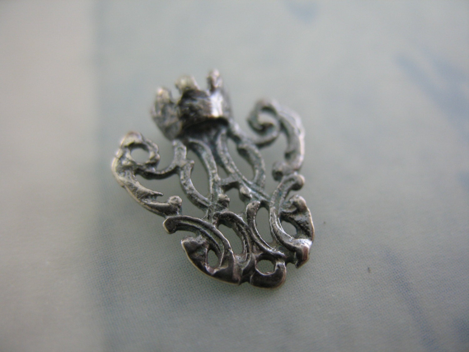 Tiny Sterling Silver Center Connector Crown Rosary Centers Religious …
