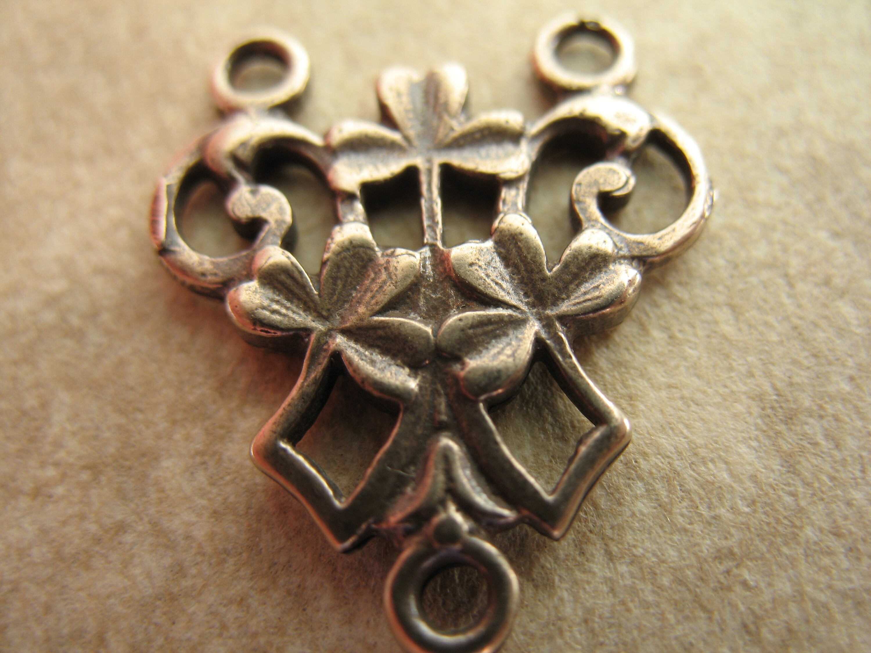 Shamrock Rosary Center Connector Solid Bronze Religious Jewelry Findi…