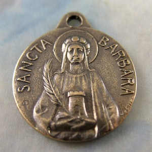 Saint Barbara Patron Saint of Artillerymen and Miners Solid Bronze Religious Charms Catholic Medals Religious Jewelry Rosary Parts
