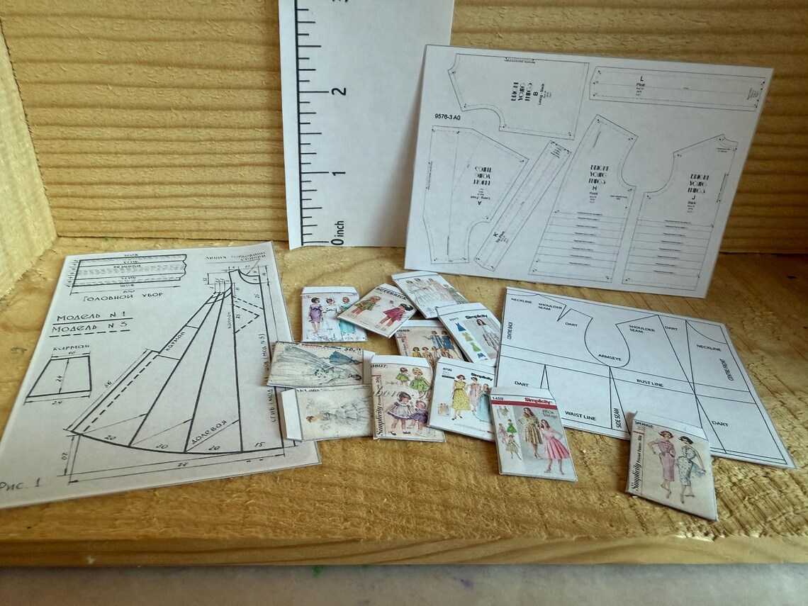 Handmade Miniature Sewing Patterns (set of 7) - Etsy